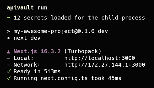 ApiVault CLI - Runtime Secret Injection